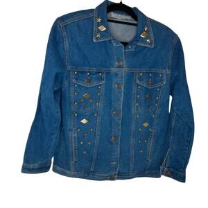 Vintage Made in The Shade Studded Denim Trucker Jacket Size Medium